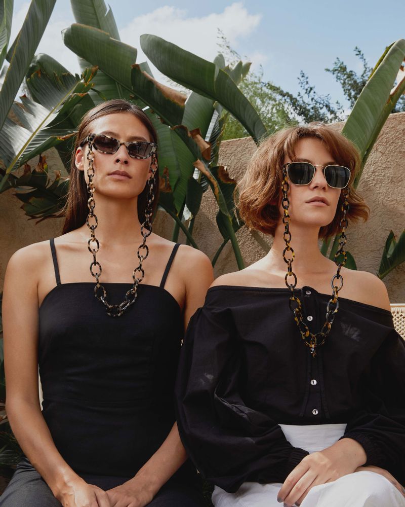 Lunettes - Chunky | Bio-acétate écaille de tortue foncée | Chaîne de lunettes - ORRIS LONDON