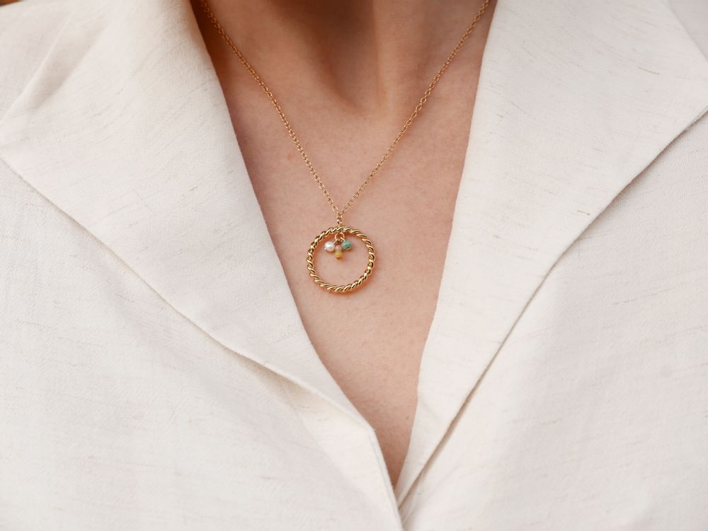 Bijoux - Collier anneau torsades perles d'eau douce - JOUR DE MISTRAL