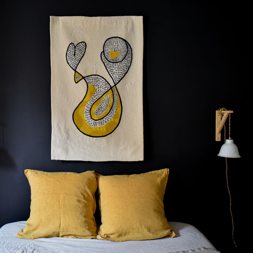 Unique pieces - Aubusson wool Tapestry “The couple in the Imaginary”, hand-woven - ATELIER CC BRINDELAINE