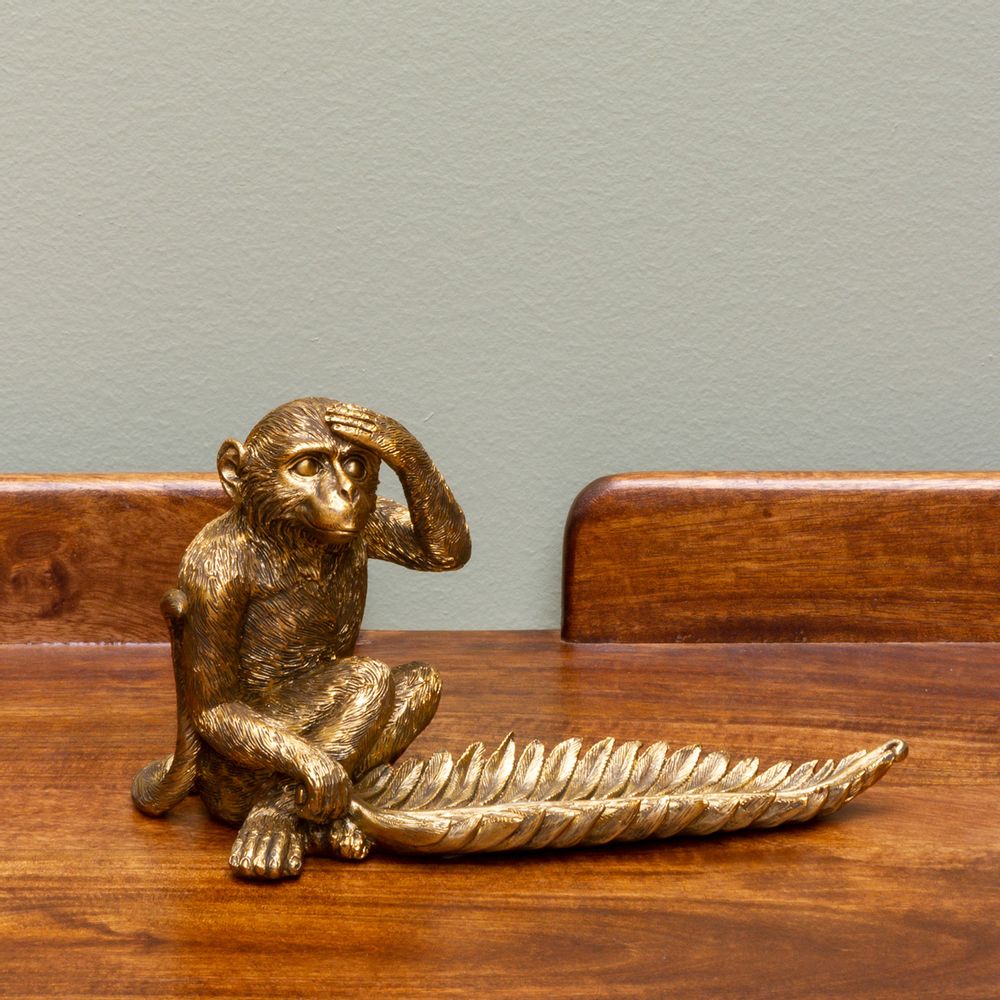Objets de décoration - Vide poche singe et sa feuille dorée - CHEHOMA