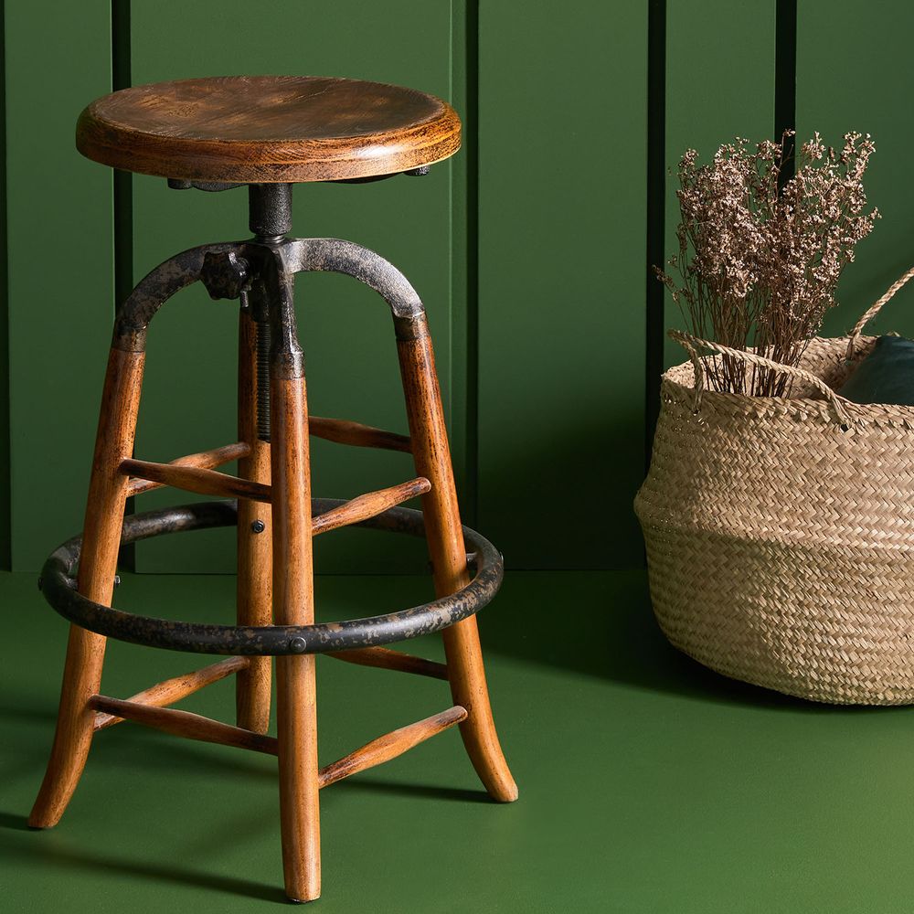 Stools - Oak and metal barstool - SIGNATURE MOBILIER ET DÉCORATION