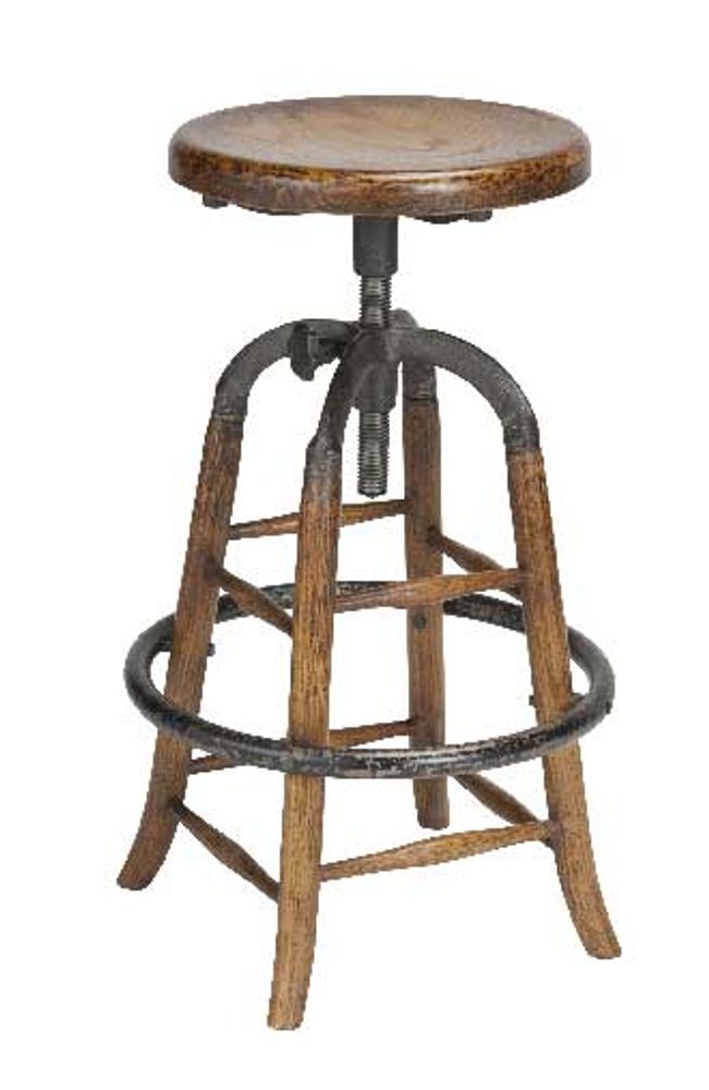 Stools - Oak and metal barstool - SIGNATURE MOBILIER ET DÉCORATION
