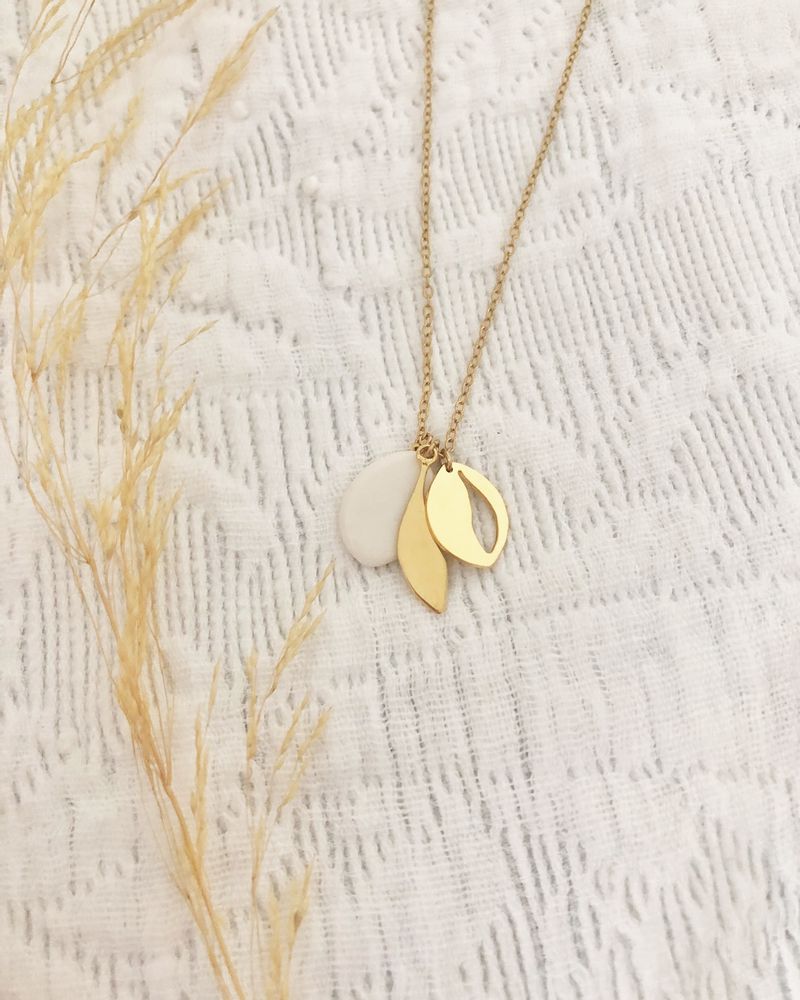 Jewelry - Olea gold and porcelain medal necklace - JOUR DE MISTRAL
