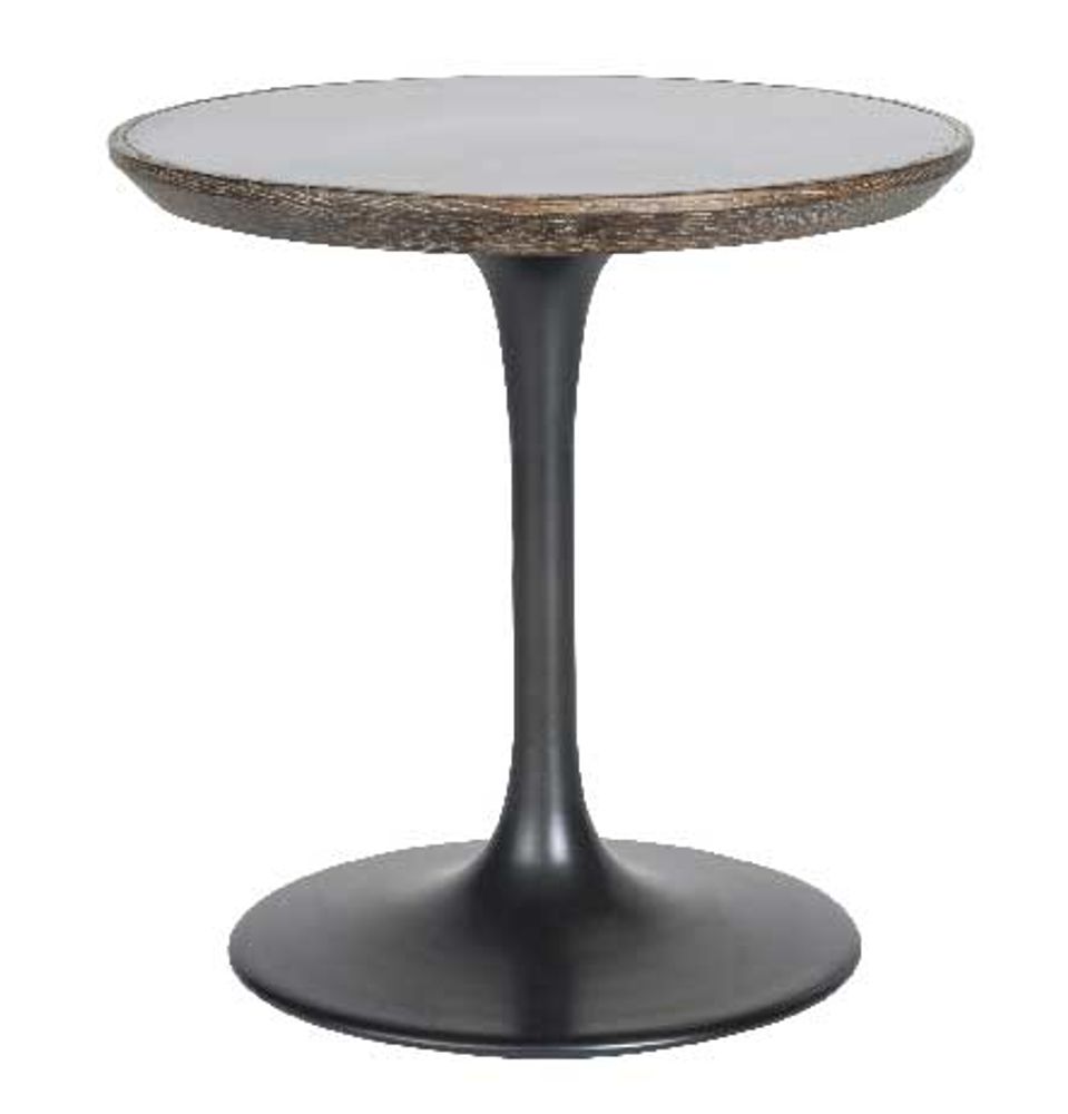 Tables Salle à Manger - Table Tulipe - Piétement métal, plateau en pierre bleue cerclé de chêne - SIGNATURE MOBILIER ET DÉCORATION
