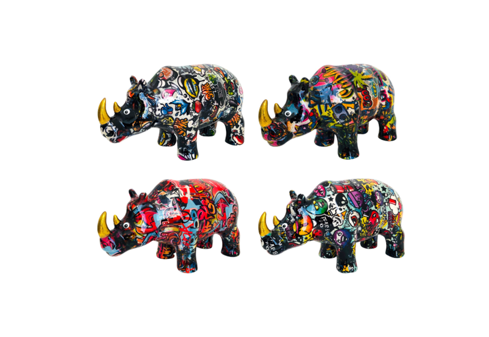 Ceramic - Moneybox Rhino Ryan Graffiti - POMME-PIDOU