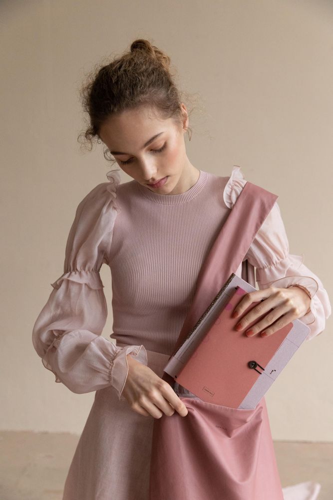 Stationery - Linen notebook with button / Rose Dawn - TINNE+MIA