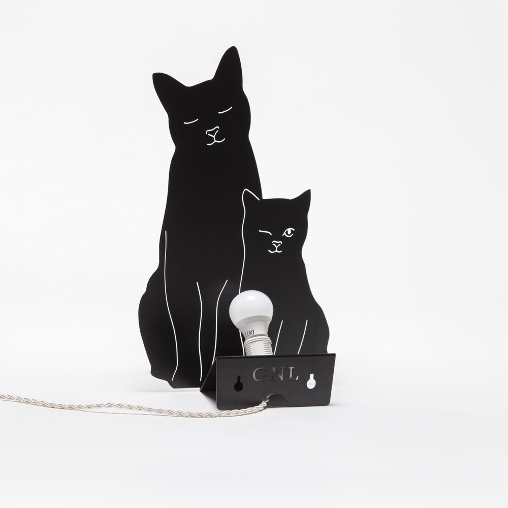 Other wall decoration - THE KITTIES LAMP - BLACK - GOODNIGHT LIGHT