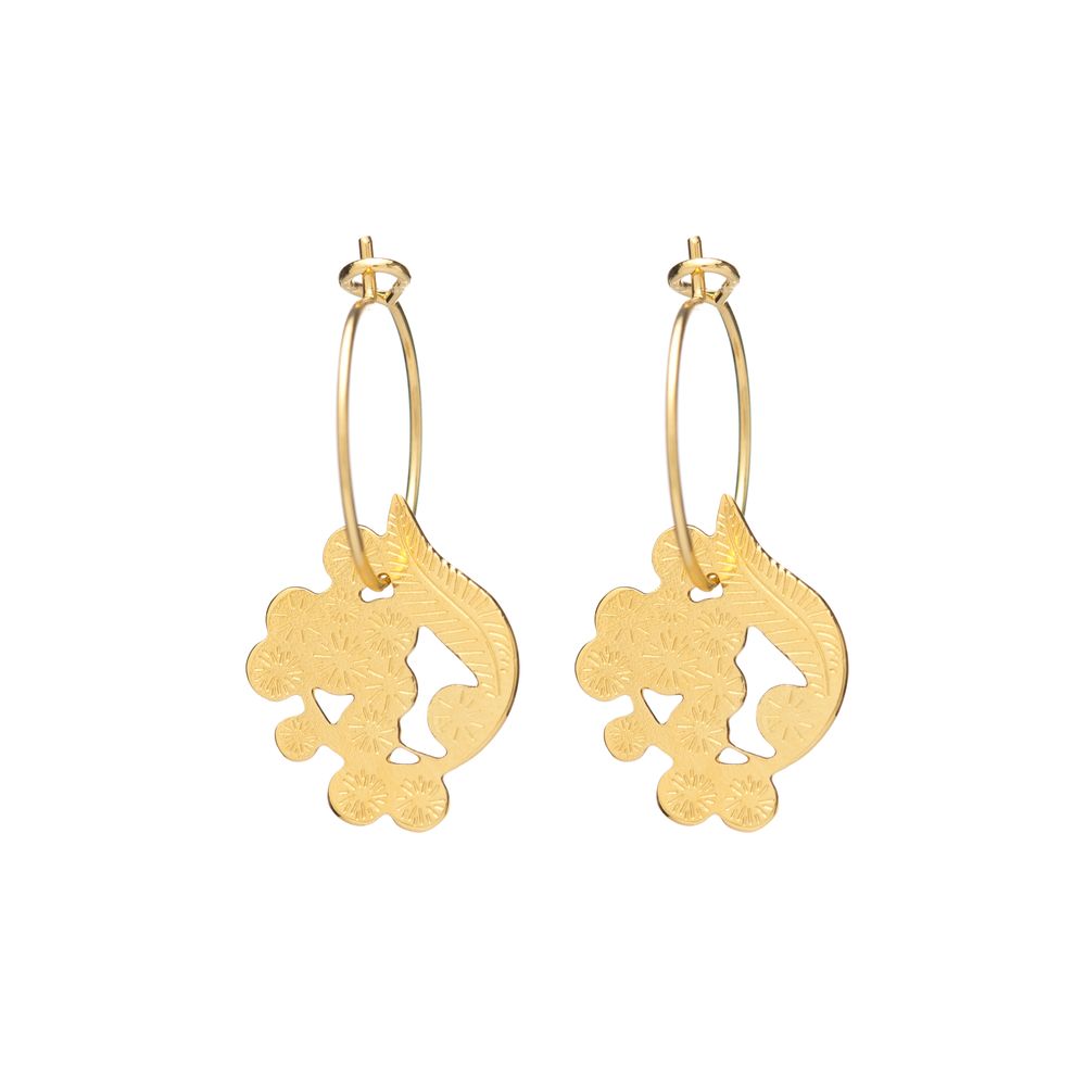 Jewelry - Mimosa flower pompoms hoop earrings - JOUR DE MISTRAL