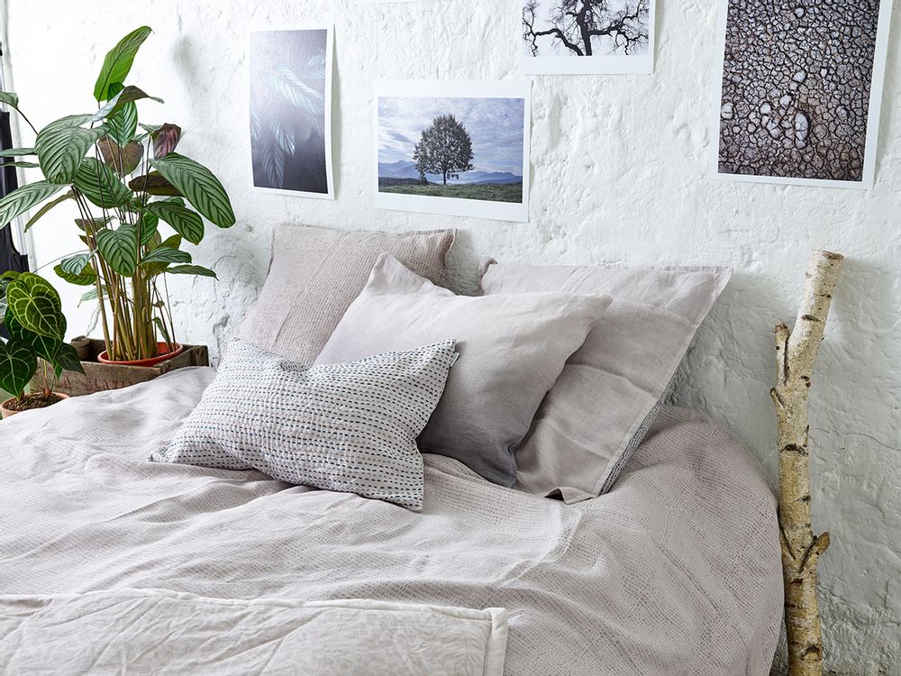 Literie pour hôtels - ÉCORCE - Housse de Couette Lin Lavé imprimé 240 x 220 cm - CONSTELLE HOME