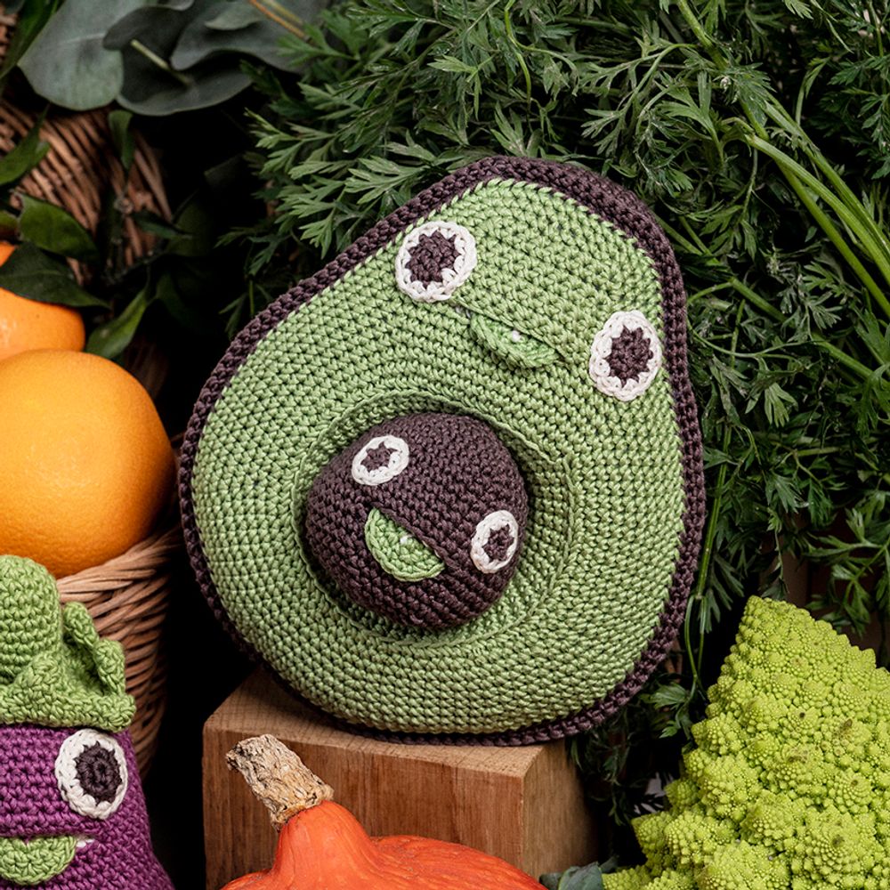 Gifts - MOMMY AVOCADO AND HER BABY SEED - MUSIC BOX 100% ORGANIC COTTON - MYUM - THE VEGGY TOYS