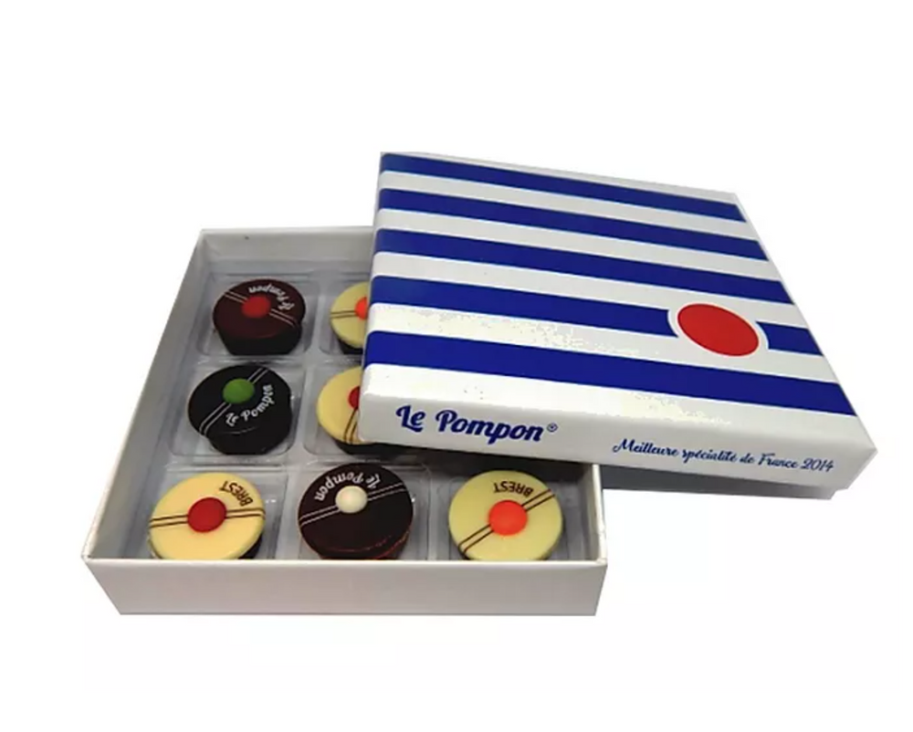 Chocolat - Boîte Marinière 9 pompons - CHOCOLATERIE LE POMPON