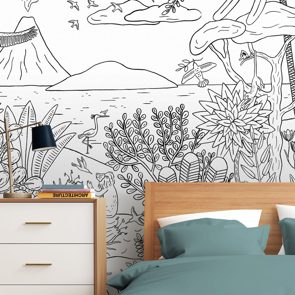 Objets déco enfant - MARAVILHAS - Papier peint panoramique  noir & blanc - MAISON BONAMI