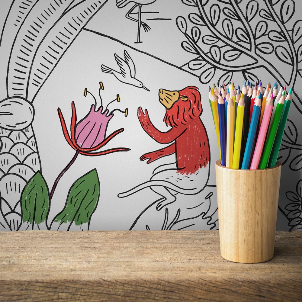 Objets déco enfant - MARAVILHAS - Papier peint panoramique  noir & blanc - MAISON BONAMI