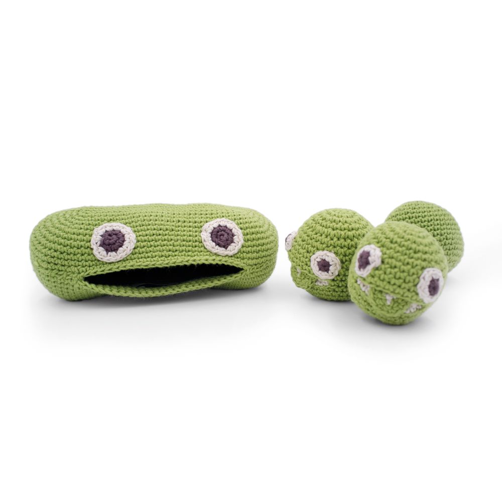 Cadeaux - LA FAMILLE PETITS-POIS - HOCHET POUR BÉBÉ EN COTON BIO - MYUM - THE VEGGY TOYS