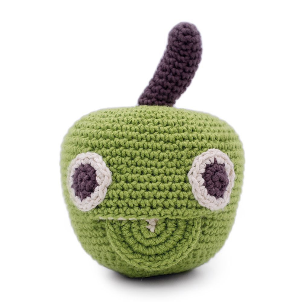 Gifts - NEWTON APPLE - BABY RATTLE 100% ORGANIC COTON - MYUM - THE VEGGY TOYS