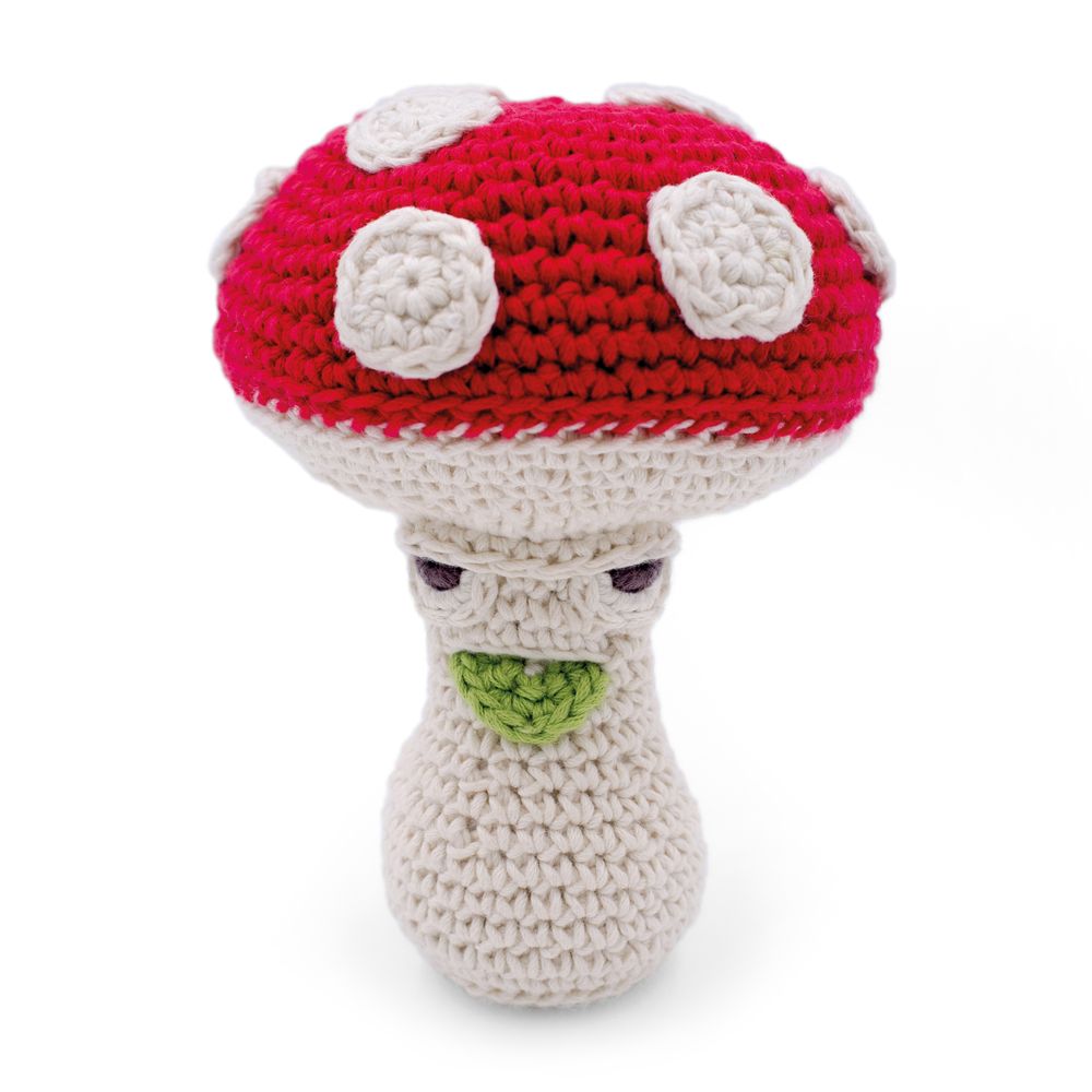 Objets de décoration - MEREDITH L'AMANITE - HOCHET POUR BÉBÉ EN COTON BIO - MYUM - THE VEGGY TOYS