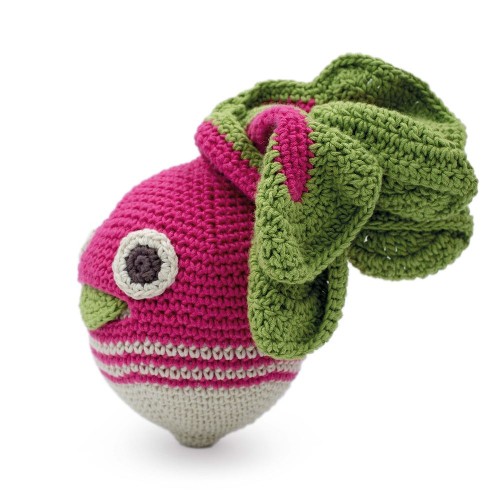Objets design - HENRY LE GROS RADIS RAYÉ - HOCHET POUR BÉBÉ EN COTON BIO - MYUM - THE VEGGY TOYS