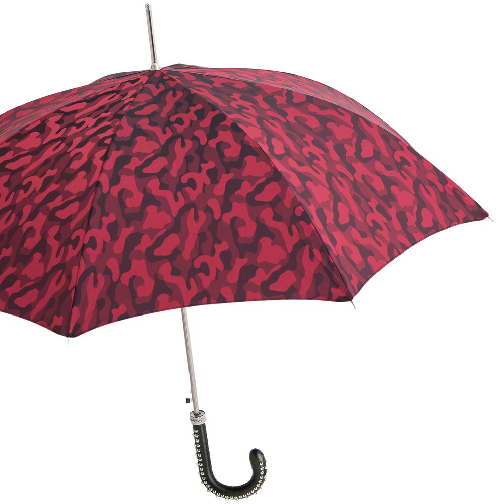 Leather goods - RED CAMOUFLAGE UMBRELLA WITH STUDS ON THE HANDLE - PASOTTI