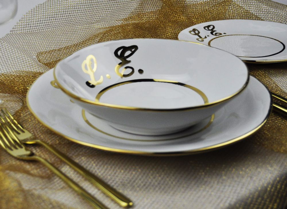 Accessoires thé et café - Jante d'or | Peintes à la main | Fabriqué en Italie - ARCUCCI CERAMICS