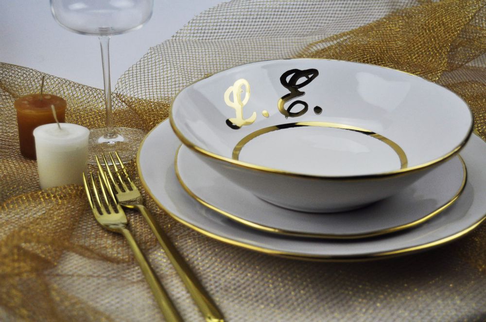 Accessoires thé et café - Jante d'or | Peintes à la main | Fabriqué en Italie - ARCUCCI CERAMICS