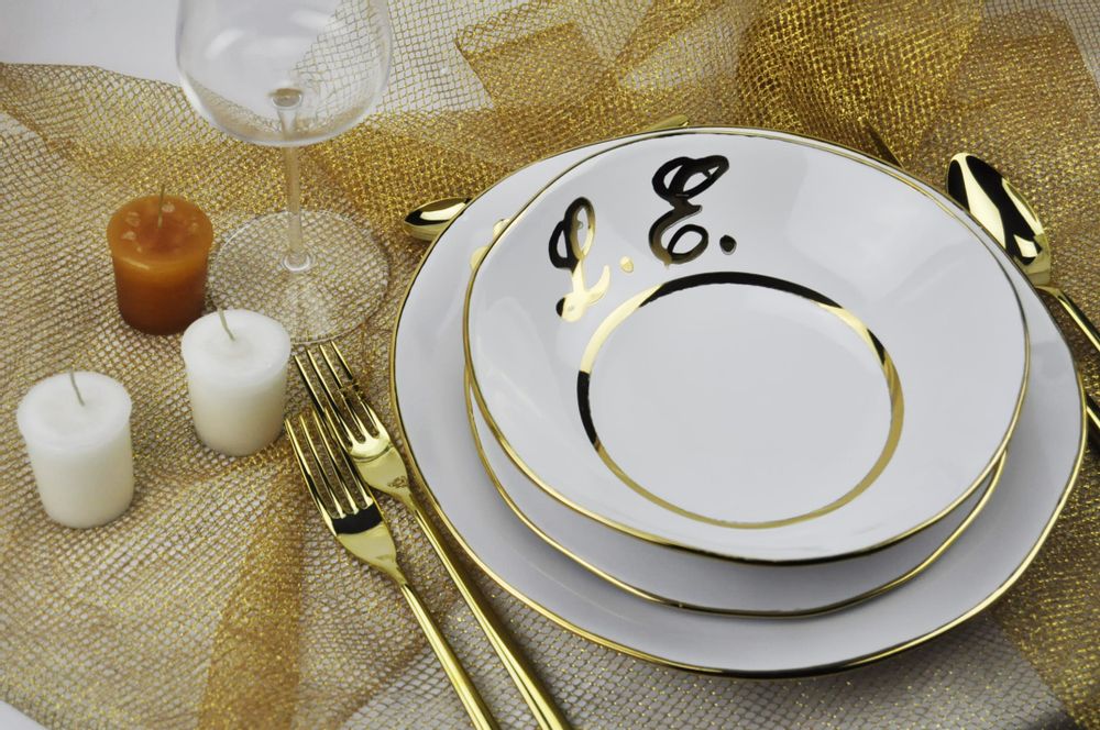 Accessoires thé et café - Jante d'or | Peintes à la main | Fabriqué en Italie - ARCUCCI CERAMICS