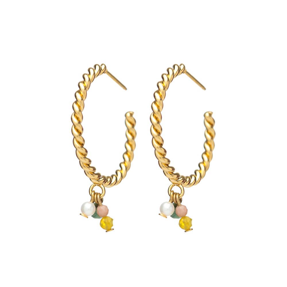 Bijoux - Créoles torsadées perles de culture - JOUR DE MISTRAL