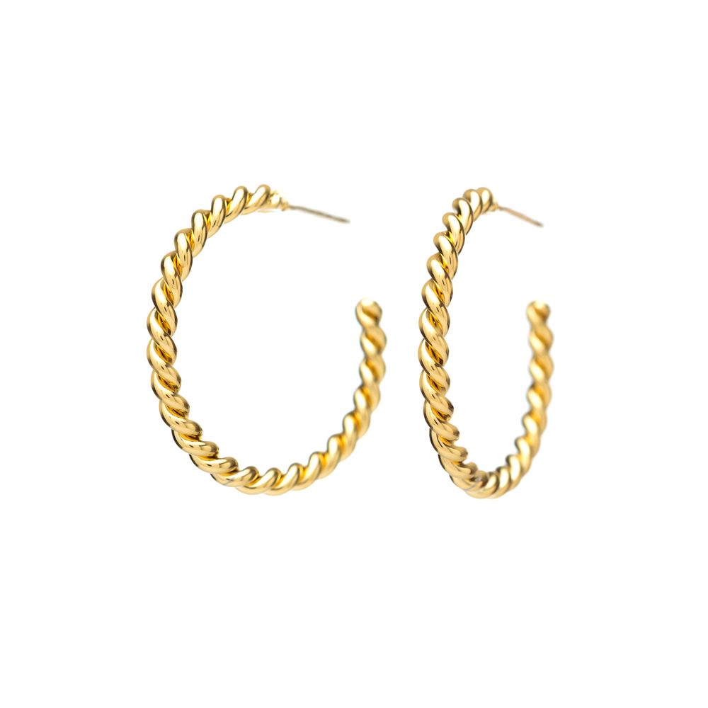 Bijoux - Créoles torsadées perles de culture - JOUR DE MISTRAL