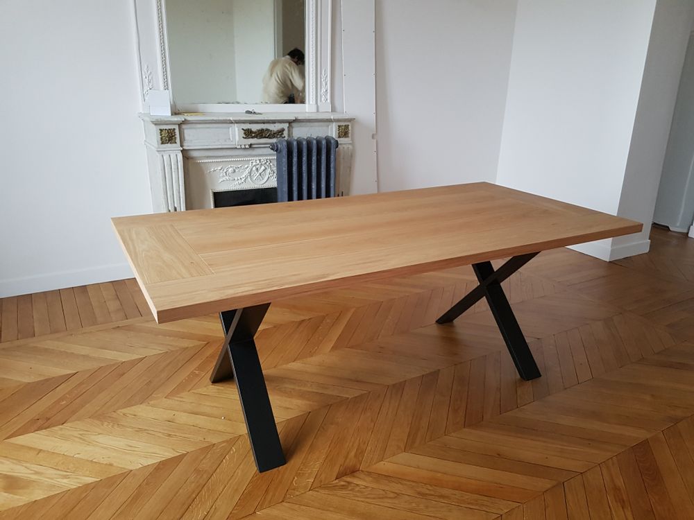 Dining Tables - Solid oak dining table, CROSS model - COLOMBUS MANUFACTURE FRANCE