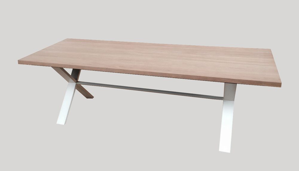 Dining Tables - Solid oak dining table, CROSS model - COLOMBUS MANUFACTURE FRANCE