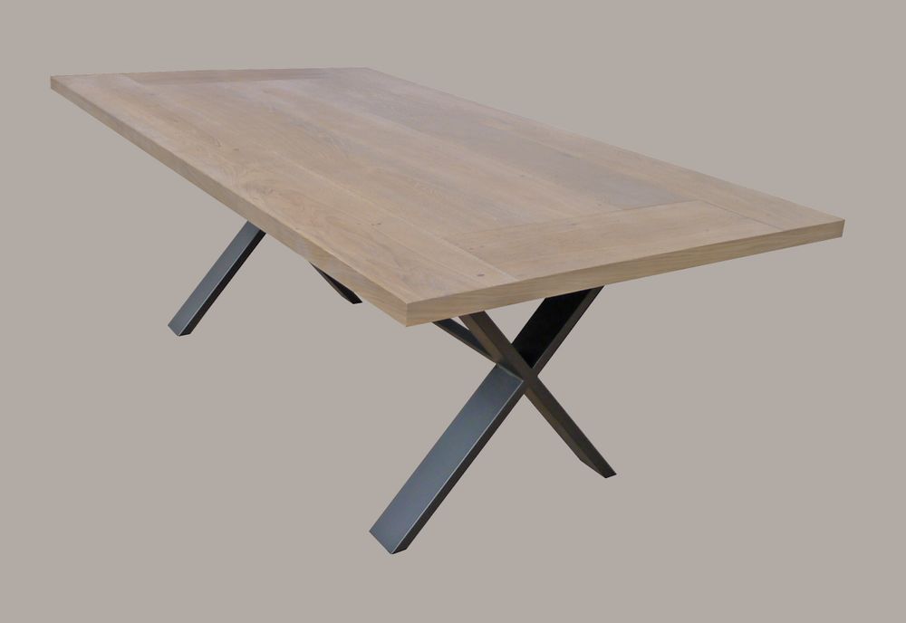 Dining Tables - Solid oak dining table, CROSS model - COLOMBUS MANUFACTURE FRANCE