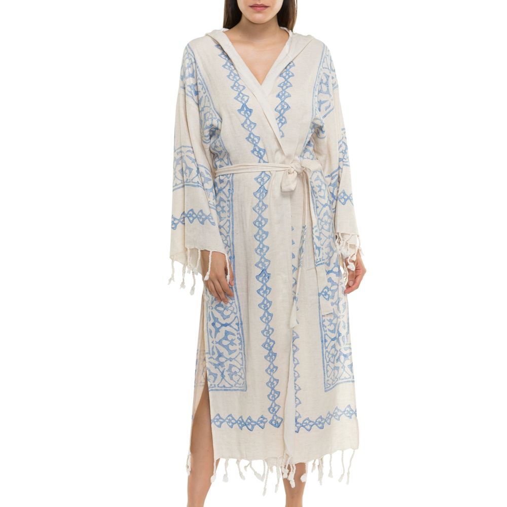 Serviettes de bain - PEIGNOIR TISSÉ À LA MAIN IMPRIMÉ HOMEWEAR BEACH WEAR COTON LIN - LALAY