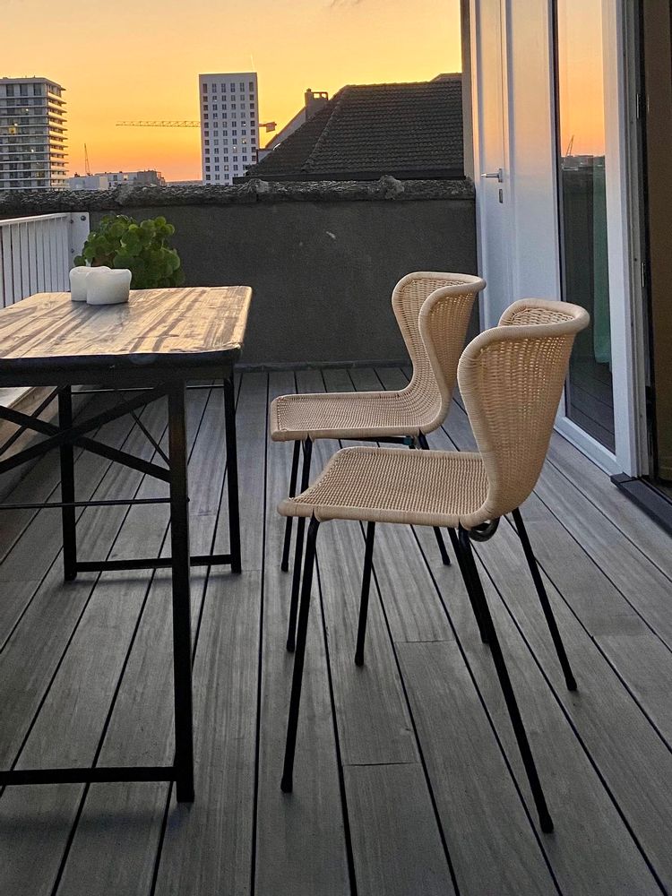 Chaises pour collectivités - C603 chaise noir/naturel* extérieur| chaises - FEELGOOD DESIGNS