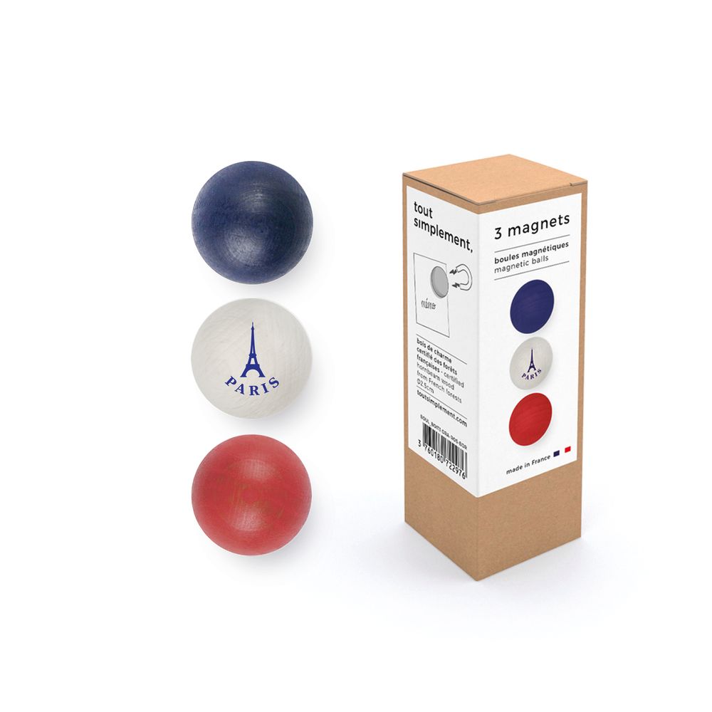 Cadeaux - Boule magnétique Paris- bleu blanc rouge - TOUT SIMPLEMENT,