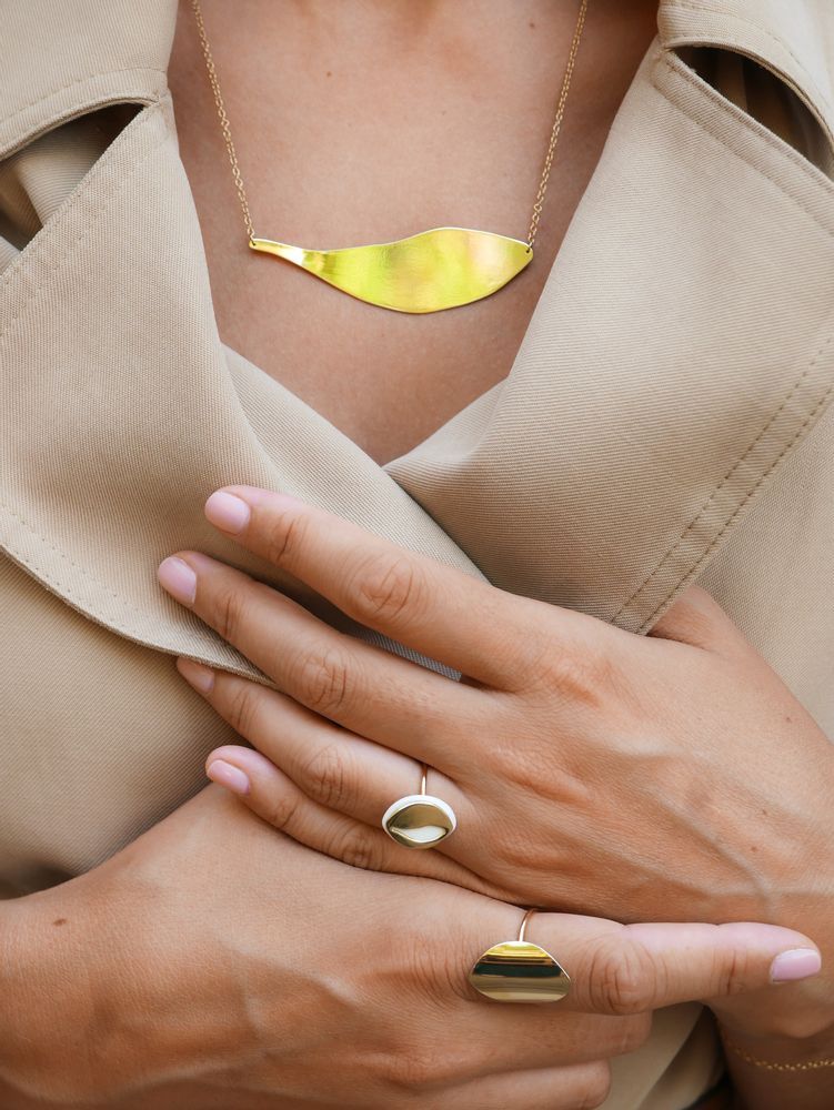 Jewelry - Olea ring white porcelain and gold - JOUR DE MISTRAL