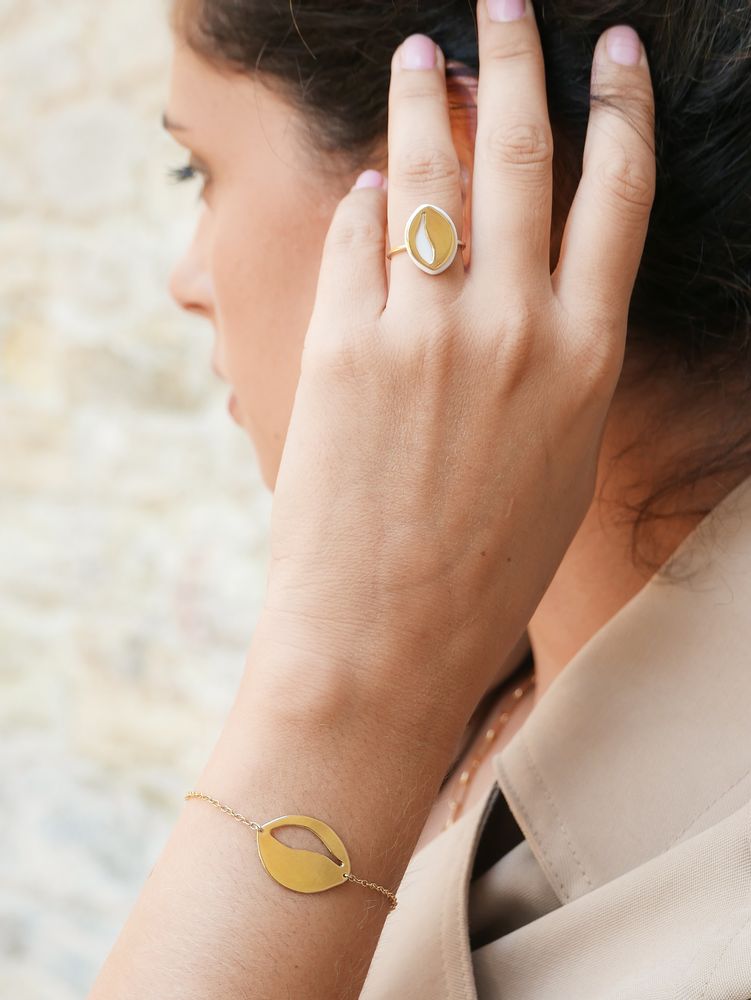 Jewelry - Olea ring white porcelain and gold - JOUR DE MISTRAL