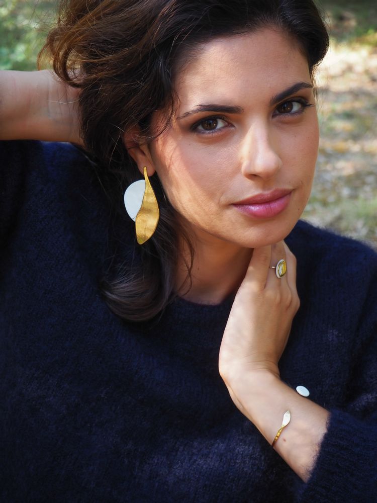 Jewelry - Olea ring white porcelain and gold - JOUR DE MISTRAL