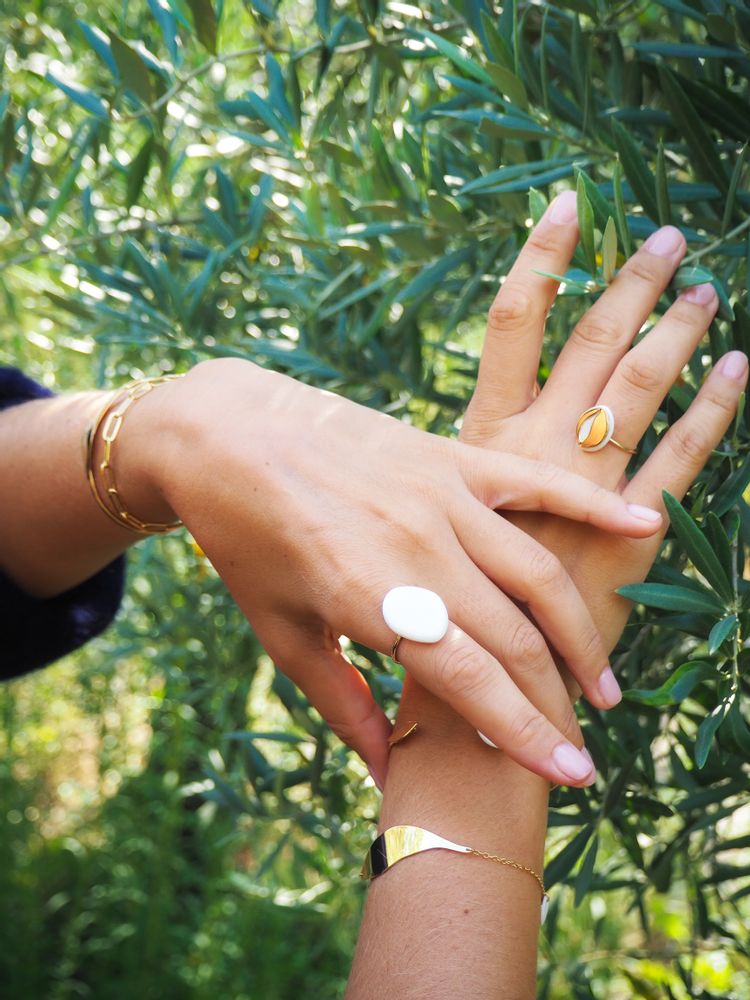 Jewelry - Olea ring white porcelain and gold - JOUR DE MISTRAL