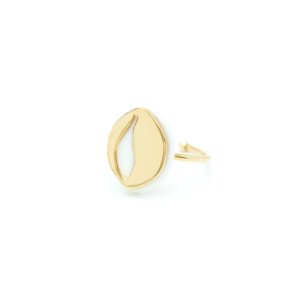 Jewelry - Olea ring white porcelain and gold - JOUR DE MISTRAL