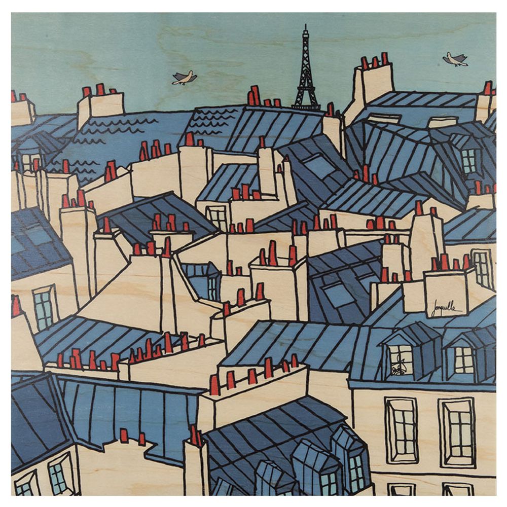 Homewear - Poster en bois Toits Parisiens - WOODHI