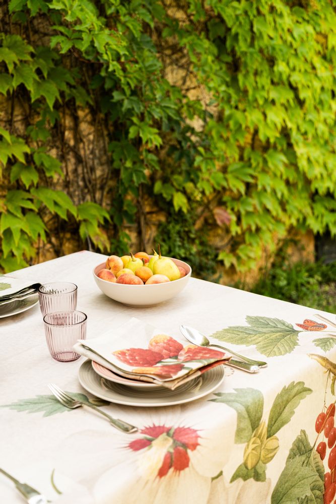 Kitchen linens - "Garden Eden" Linen Tablecloth - NAPKING  BY BELLAVIA