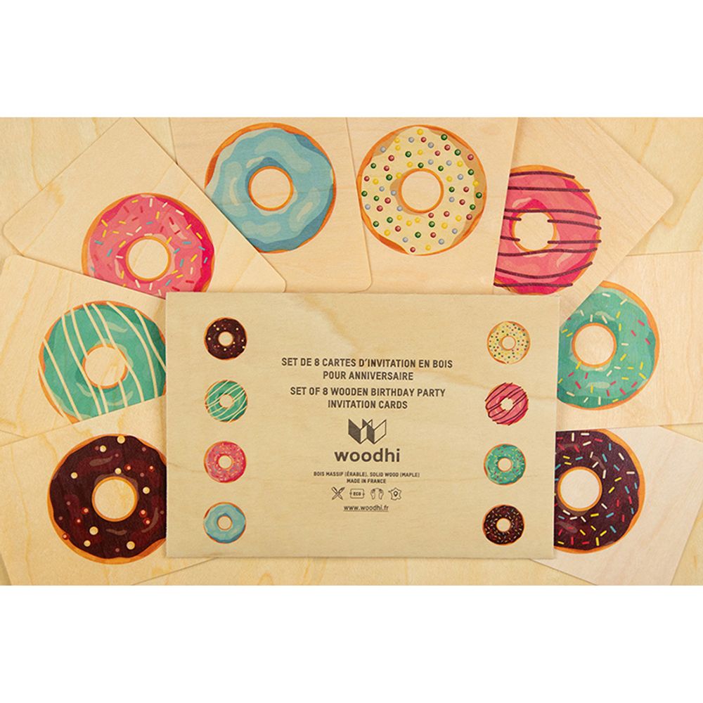 Carterie - Set cartes anniversaires Donuts - WOODHI
