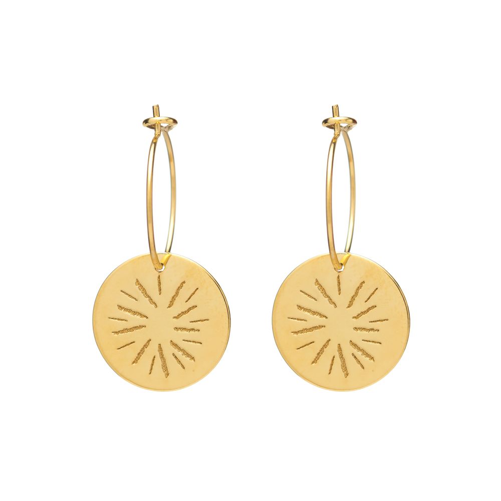 Bijoux - Mini créoles médailles soleil - JOUR DE MISTRAL