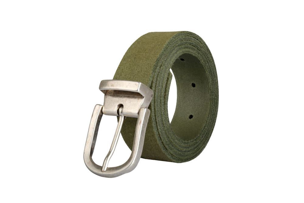 Leather goods - Khaki leather belt with interchangeable buckle  - VERTICAL L ACCESSOIRE