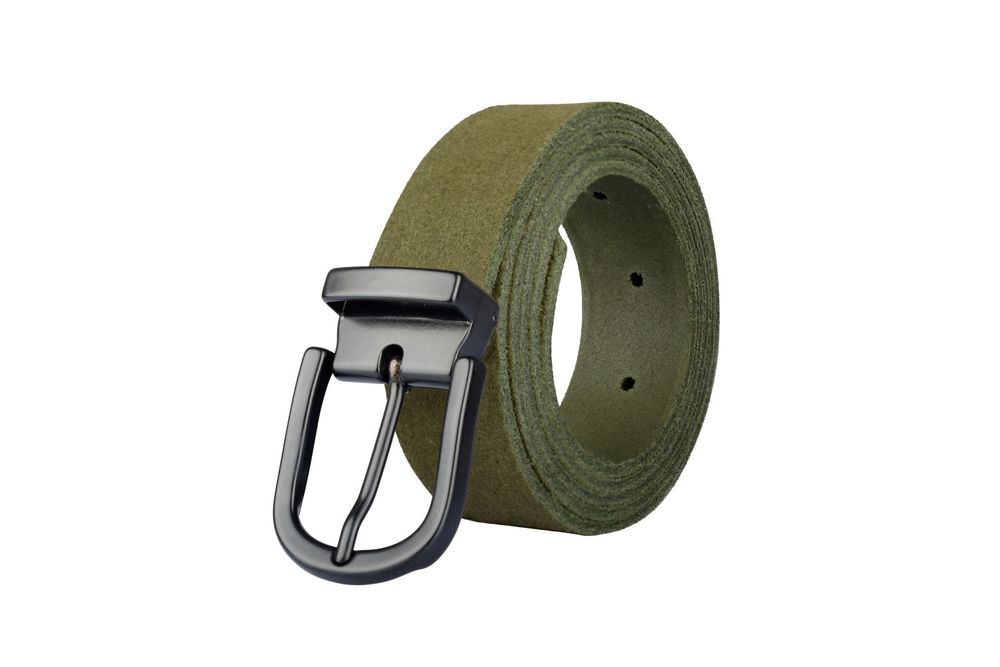 Leather goods - Khaki leather belt with interchangeable buckle  - VERTICAL L ACCESSOIRE