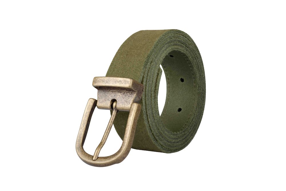 Leather goods - Khaki leather belt with interchangeable buckle  - VERTICAL L ACCESSOIRE