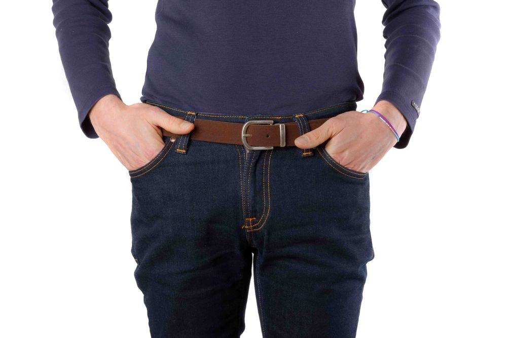 Leather goods - Brown leather belt with interchangeable buckle - VERTICAL L ACCESSOIRE
