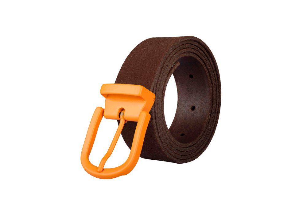Leather goods - Brown leather belt with interchangeable buckle - VERTICAL L ACCESSOIRE