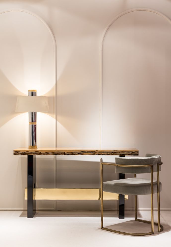 Console table - Geometry Console in White Ebony Wood - DUISTT