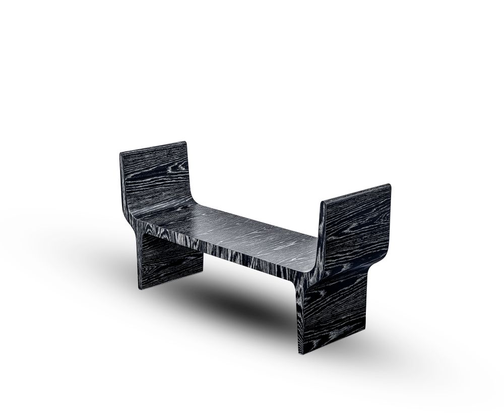 Bancs - Copacabana Banc en Placage de Chêne Cérusé Noir - DUISTT