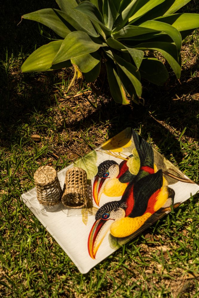 Ustensiles de cuisine - Plateau Toucans en acrylique sur lin - NAPKING  BY BELLAVIA